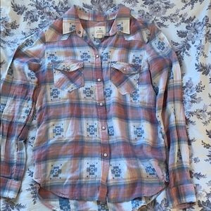 Pink and blue button down top